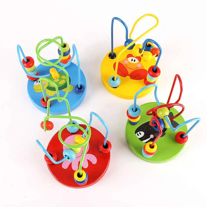 الجملة الصغيرة جولة الخرز خشبية لعبة التعليم المبكر لغز ألعاب خشبية للأطفال Small Round Beads Wooden Toy Early Education Puzzle Wooden Toys for Kids