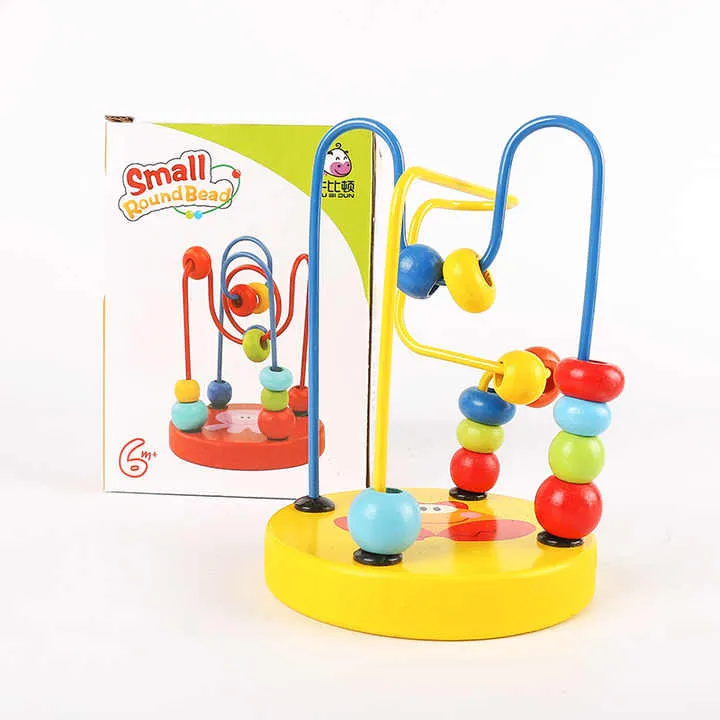 الجملة الصغيرة جولة الخرز خشبية لعبة التعليم المبكر لغز ألعاب خشبية للأطفال Small Round Beads Wooden Toy Early Education Puzzle Wooden Toys for Kids