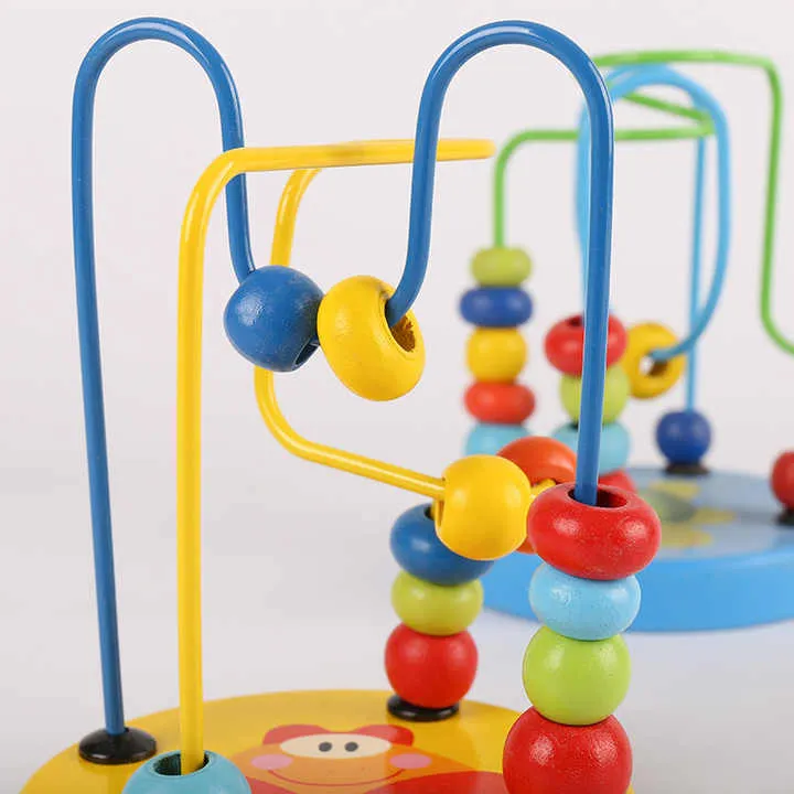 الجملة الصغيرة جولة الخرز خشبية لعبة التعليم المبكر لغز ألعاب خشبية للأطفال Small Round Beads Wooden Toy Early Education Puzzle Wooden Toys for Kids