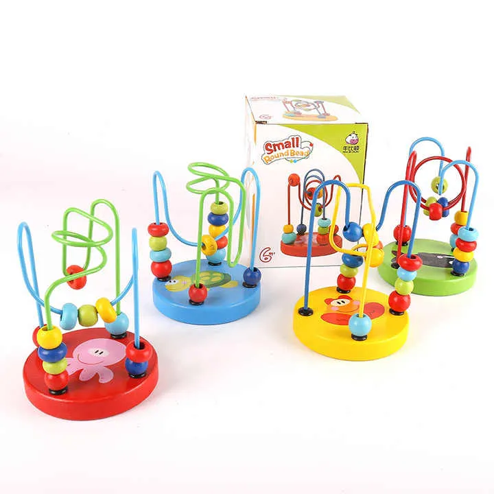 الجملة الصغيرة جولة الخرز خشبية لعبة التعليم المبكر لغز ألعاب خشبية للأطفال Small Round Beads Wooden Toy Early Education Puzzle Wooden Toys for Kids