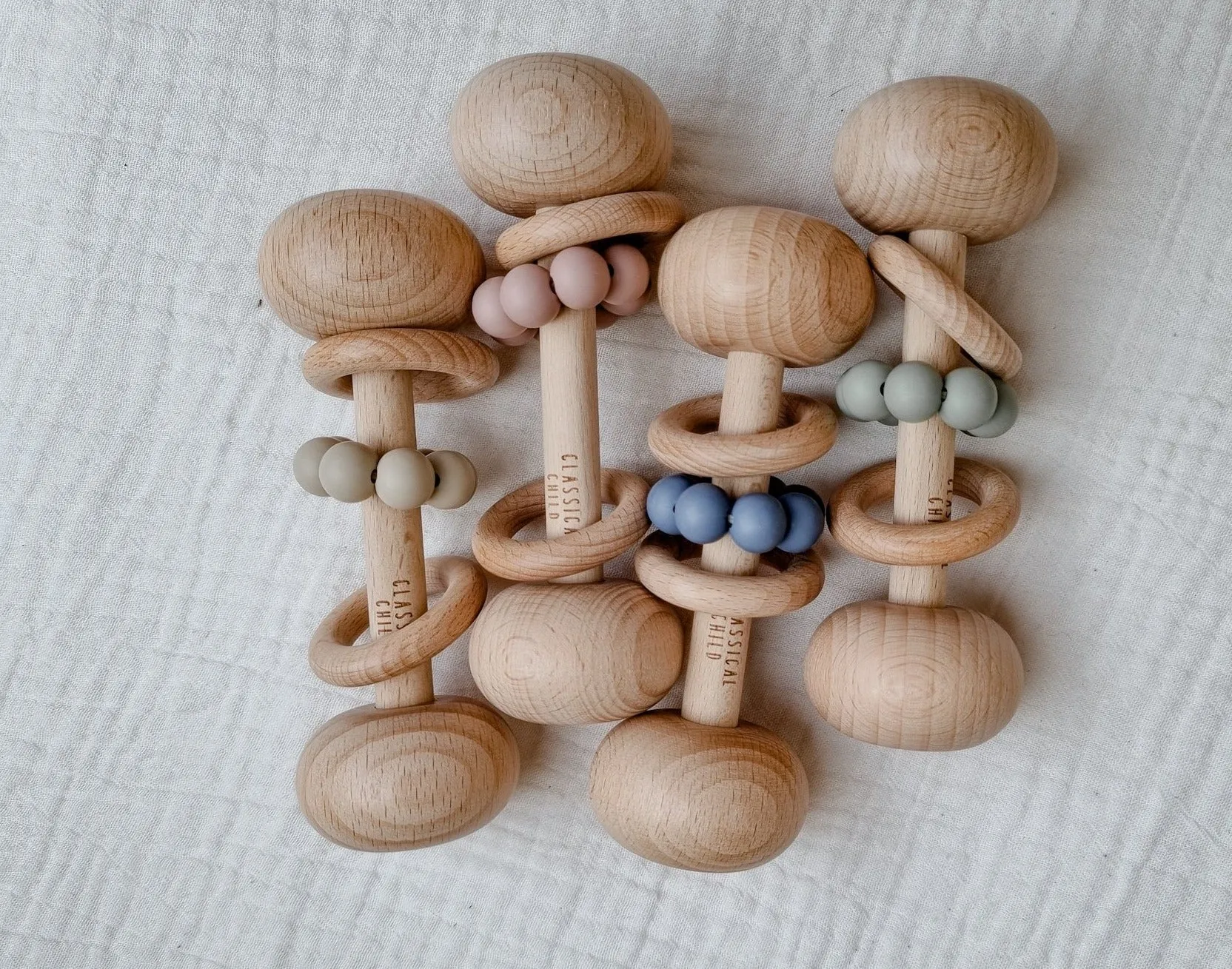 Beech & Silicone Rattle