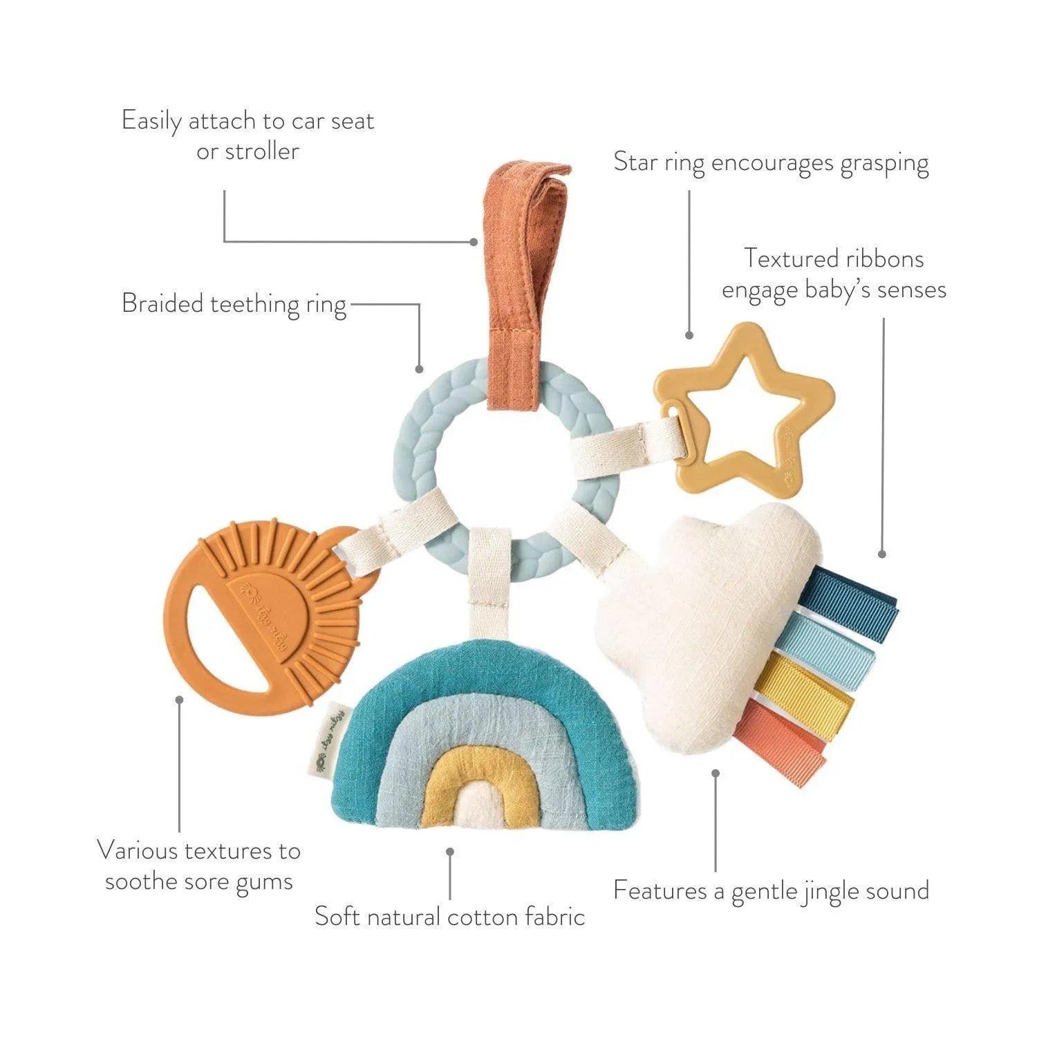 Bitzy Busy Ring Teething Activity Toy: Rainbow