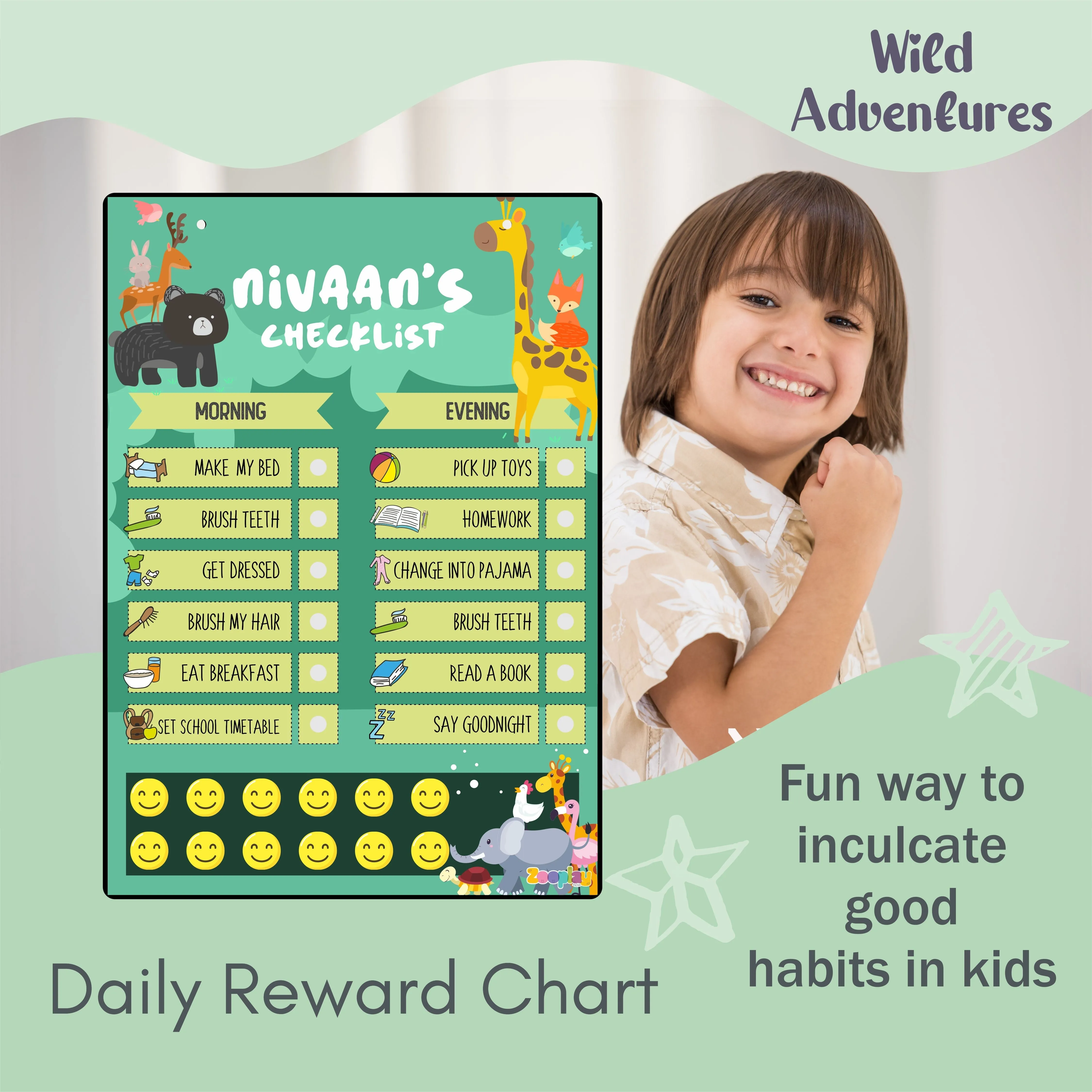 Daily Reward Chart Personalised   Wild adventures