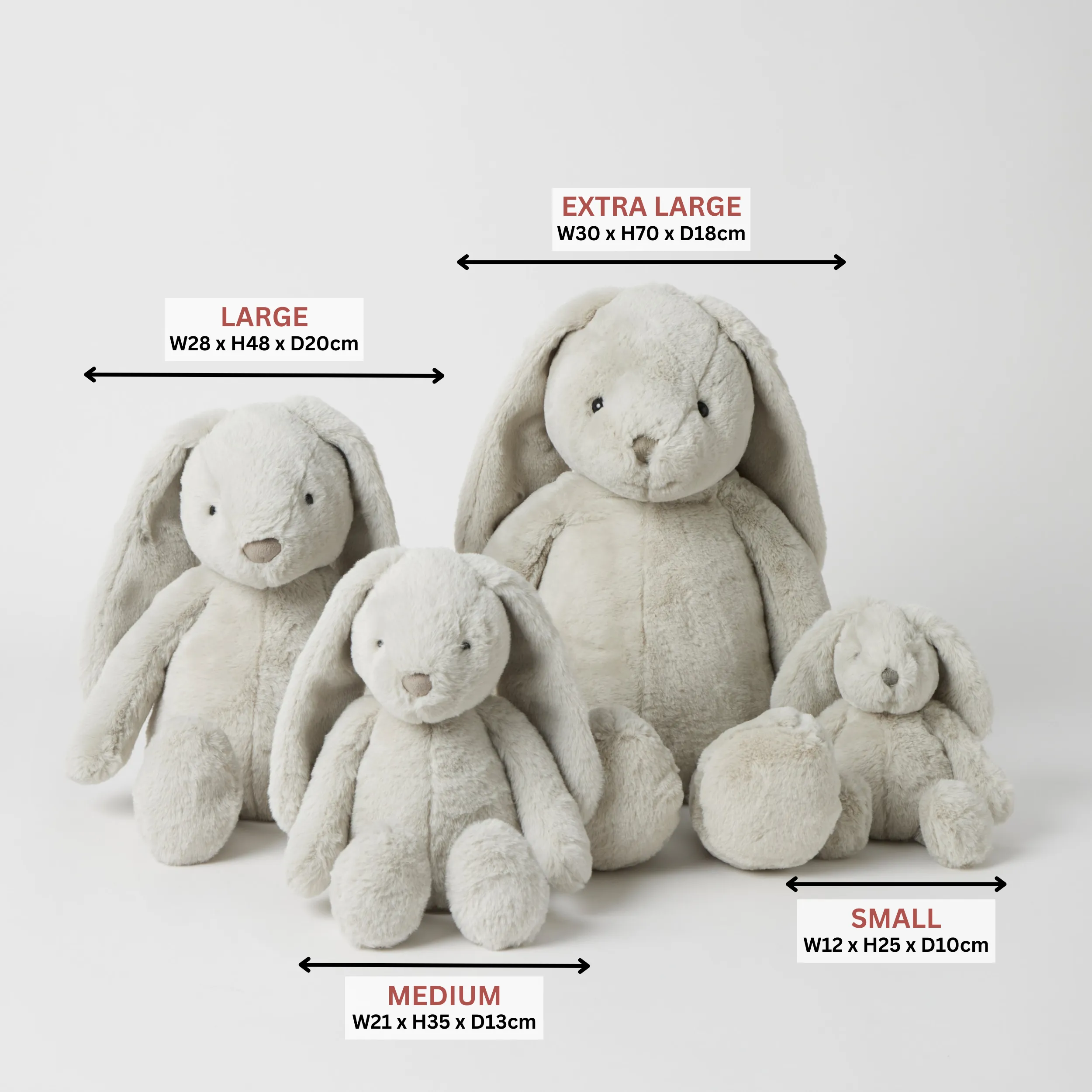 EXTRA LARGE Bunny Soft Toy GREY by Jiggle & Giggle
