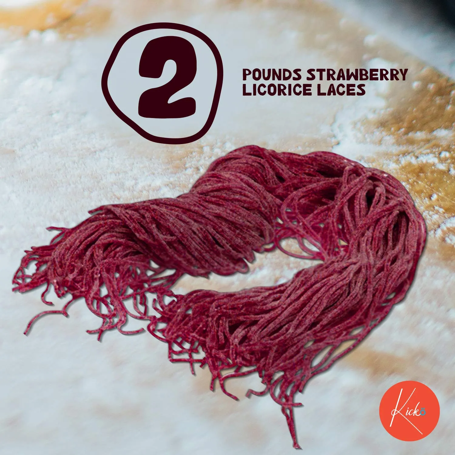 Kicko Strawberry Licorice Laces - 2 Pounds - 32 Ounces, Bulk Candy - Shoestring Sweets