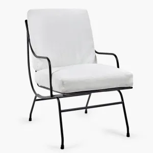 Lounge Chair With Cushion White Stresa Metal Sculptures