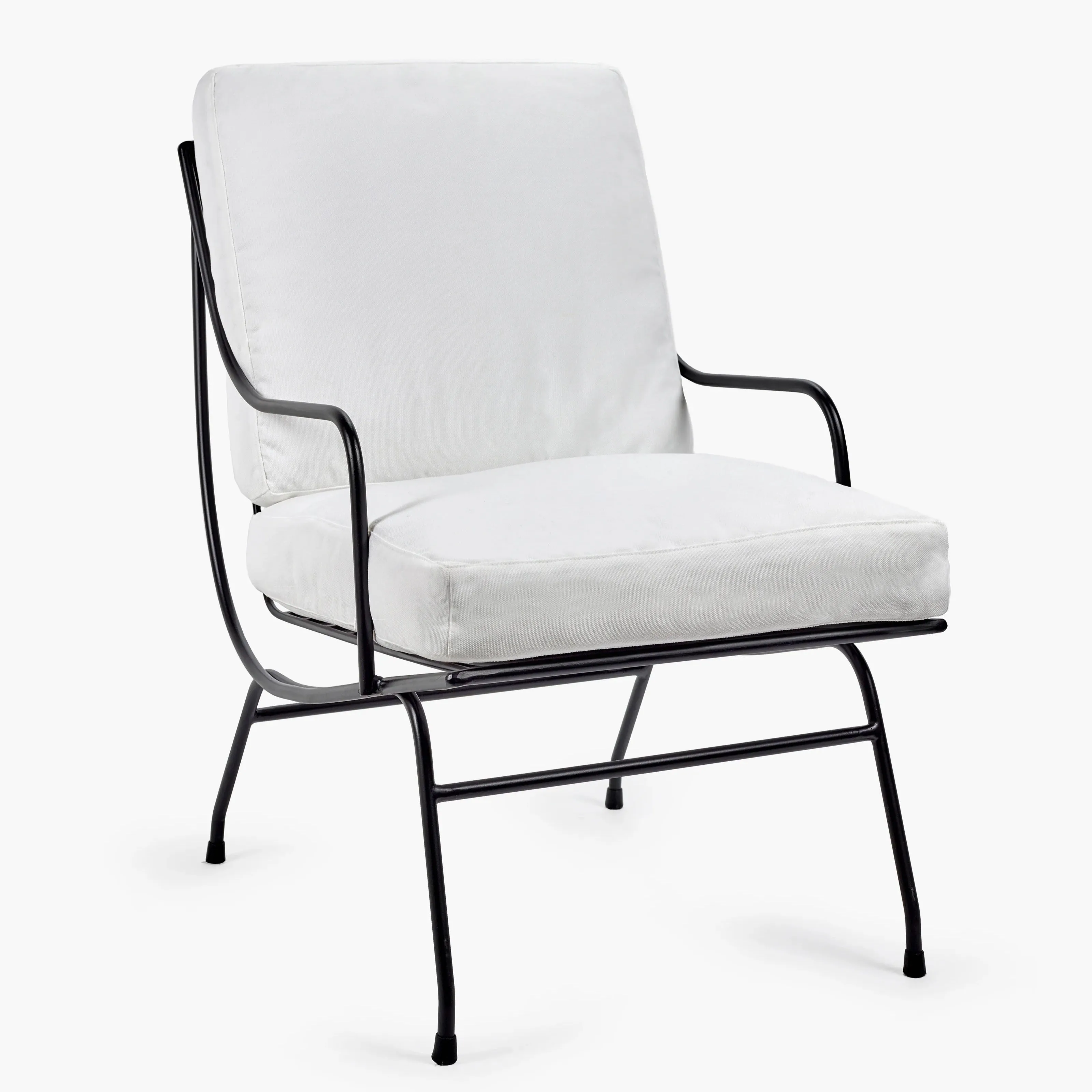 Lounge Chair With Cushion White Stresa Metal Sculptures