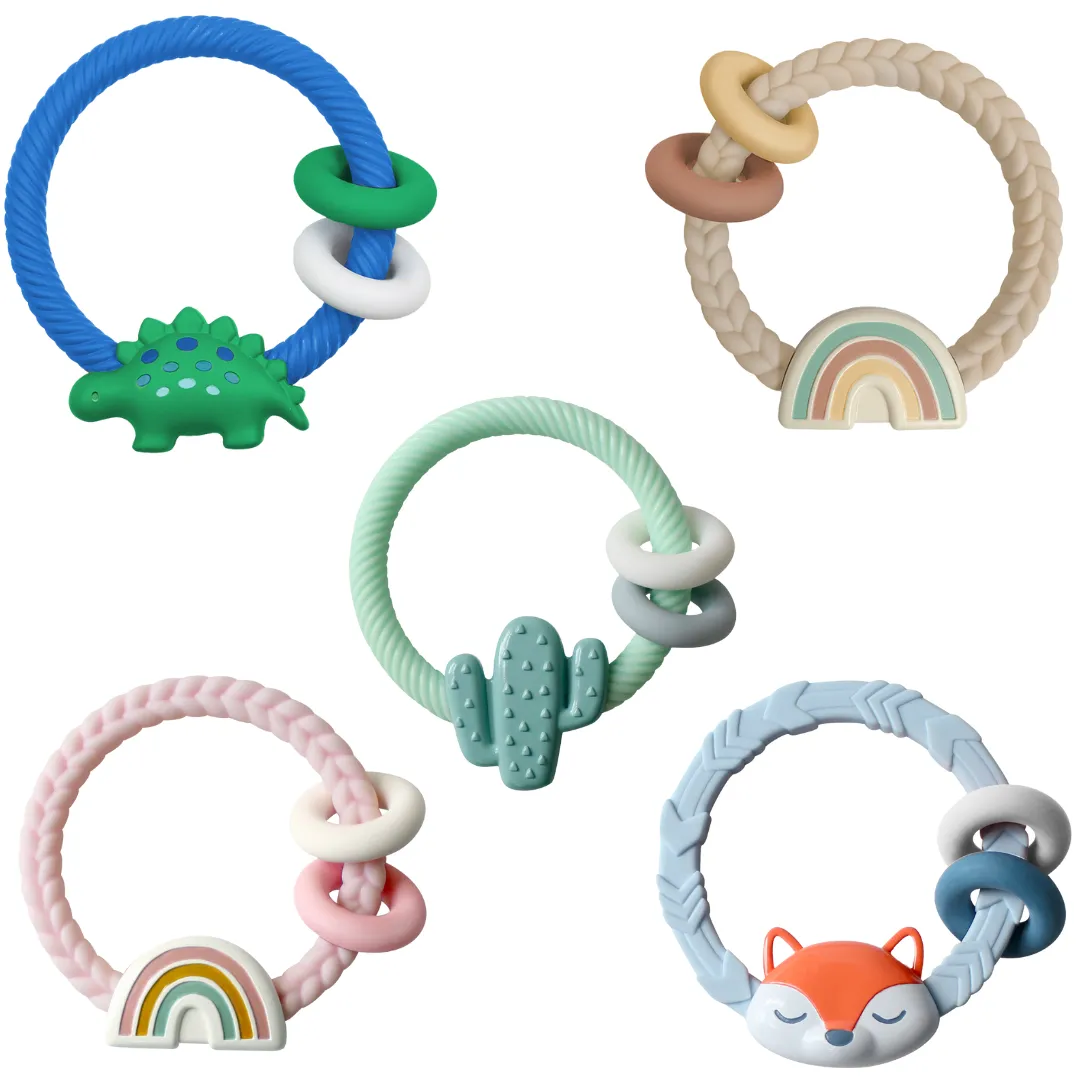 Ritzy Rattle Silicone Teether Rattles: Dino