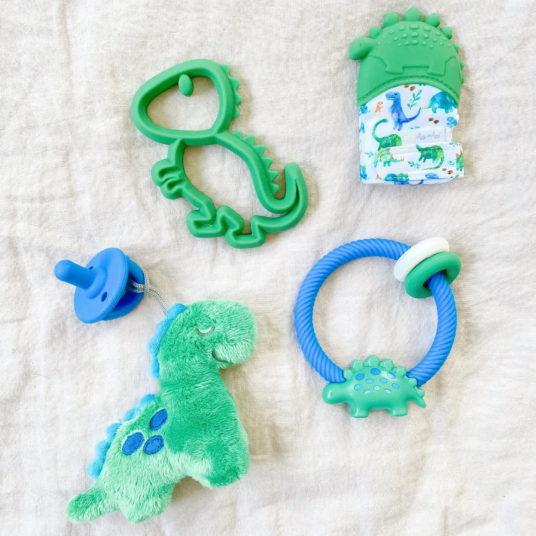 Ritzy Rattle Silicone Teether Rattles: Dino