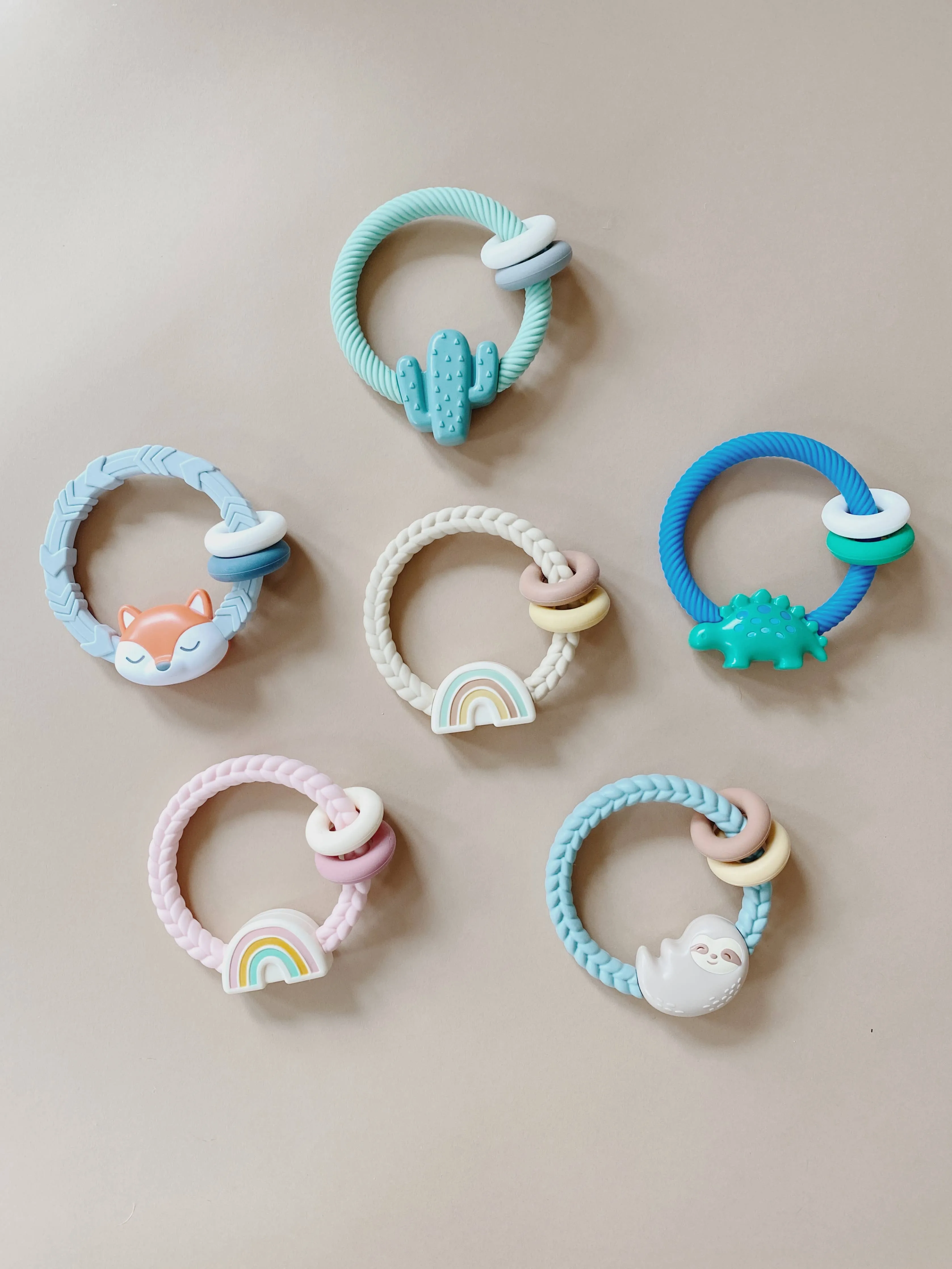 Ritzy Rattle Silicone Teether Rattles: Dino